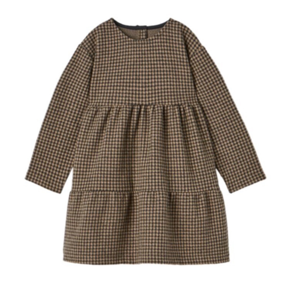 ZARA Structured Checkered Dress Brown / Taupe
